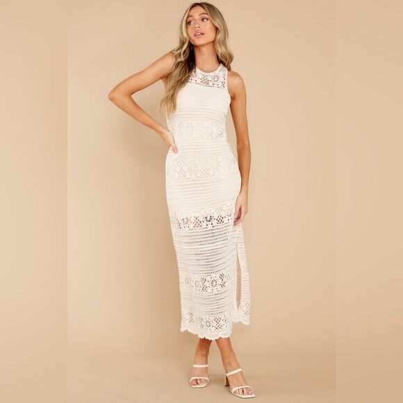 NWT bb Dakota Crochet You Love Me Unbleached Cotton Dress off white Sz XS - Picture 6 of 15